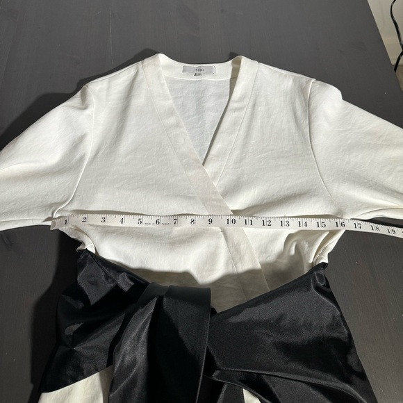 Women’s Tibi Chalky Drape Domlan Tie Top Ivory Black Belted - Picture 5 of 6